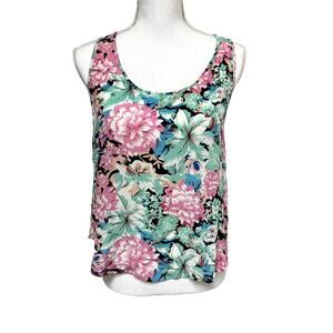Yumi Kim Large Silk Tank Top Blouse Floral